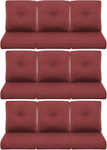 9-Piece Outdoor Patio Cushion Set - Fade & Water Resistant with Removable Olefin Cover, 22x24x4 Inch Memory Foam Cushions for Wicker Sectional Sofa – Red/Buckle