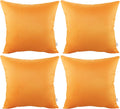 4-Pack 100% Cotton Comfortable Solid Decorative Throw Pillow Case Square Cushion Cover Pillowcase Sublimation Blank Pillow Covers Halloween DIY Throw Pillowcase(20x20 inch/ 50x50cm,Pumpkin Orange)