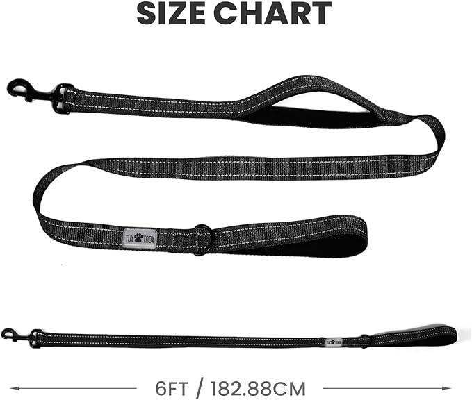 Dog Leash- 6 FT Leashes for Small to Large Dogs, Double Handle Dog Leash, Reflective Walking Training Lead (Dog Leash (Black), 6 FT Dog Leash)