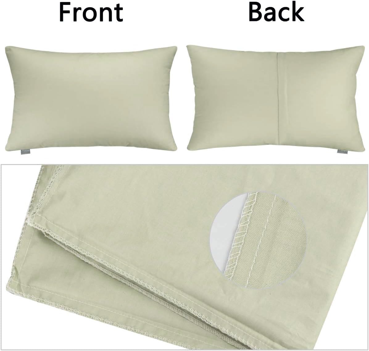Thmyo 4-Pack 100% Cotton Christmas/Halloween Lumbar Comfortable Solid Decorative Throw Pillow Case Rectangle Cushion Cover Pillowcase Blank Pillow Covers DIY Throw Pillowcase(12x20inch/30x50cm,Beige)