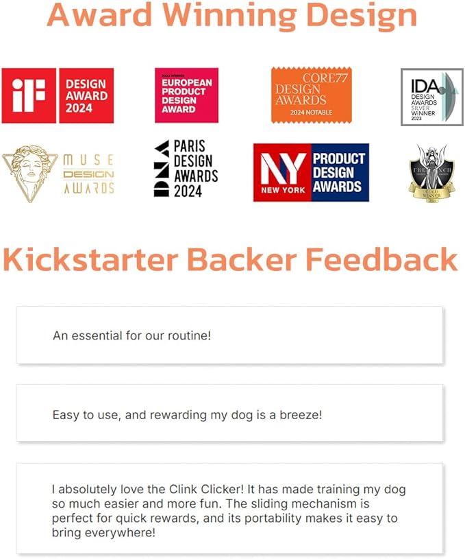 Clink Design Clicker Dog Trainer & Dog Treat Pouch Alternative, Dog Treat Dispenser, Puppy Essentials Dual Use 2 in 1 Dog Clicker for Training - Durable, Light (2.36 oz), Easy to Clean & Handle, Black