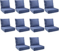 Outdoor Cushion Set for Furniture Patio Furniture, UV Resistant, Water Resistant - 6 Inch Thick Foam Garden Cushions– 24x24 Inch Patio Seat Covers for Chair/Sofa/Couch | Blue | 10-Pack |