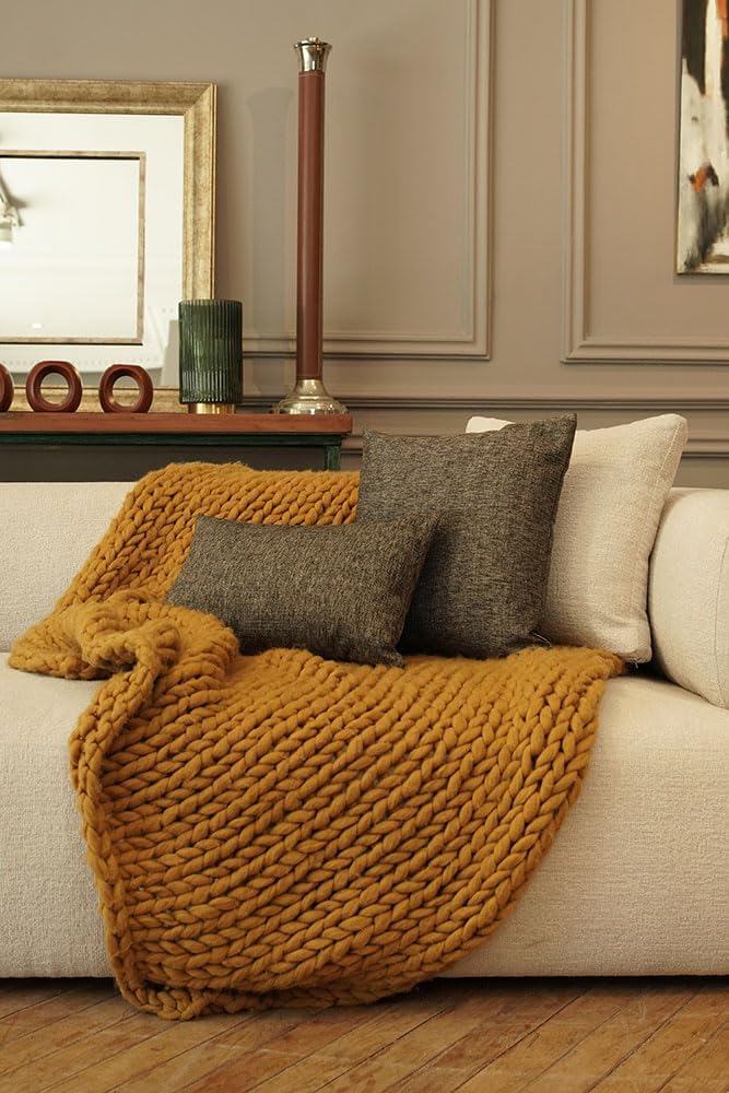 Haven & Glow Decorative Throw Pillow Cover – Square Cushion Case with Zipper | Modern Sofa, Couch & Bed Accent Pillow Covers for Living Room, Bedroom & Home Decor | 18 x 18 inches – Silver Brown – 2Pc