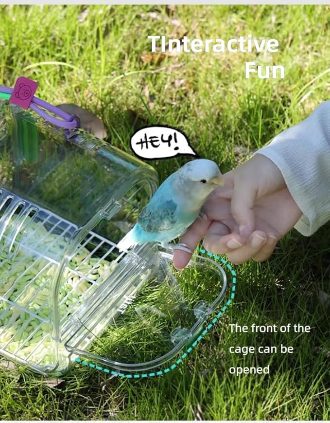 Portable Plastic Bird Cages Lightweight Waterproof Ventilated Travel Bird Cage for Pets Ideal for Outdoor Use Easy to Carry Bird Carrier Perfect for Small Birds and Budgies (Purple)