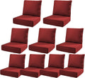 6" Thick Outdoor Cushions 22x24x6, 9-Set Deep Seat Patio Cushions with Removable Cover, Waterproof & Fade Resistant Replacement for Wicker Chair, Loveseat, Sofa - Red