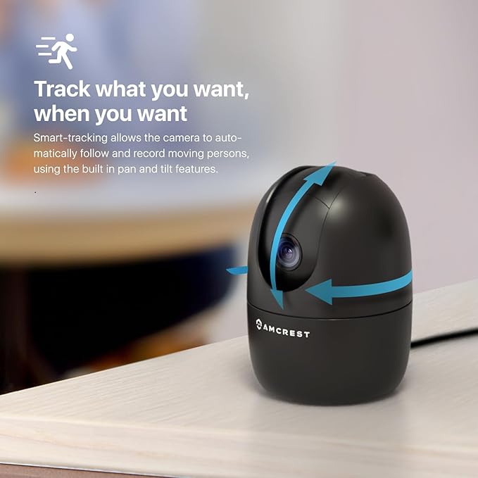 Amcrest 1080P WiFi Camera Indoor, Nanny Cam, Dog Camera, Sound & Baby Monitor, Human & Pet Detection, Motion-Tracking, 2.4Ghz Only, Pan/Tilt Wireless IP Camera, Night Vision, Smart Home ASH21-B