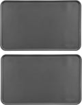 Amazon Basics Waterproof Anti-Slip Silicone Cat & Dog Food Mat, Pet Mats with Raised Edges for Food and Water Bowl to Protect Floors, 18.5 x 11.5 Inches, Gray, Solid - Pack of 2