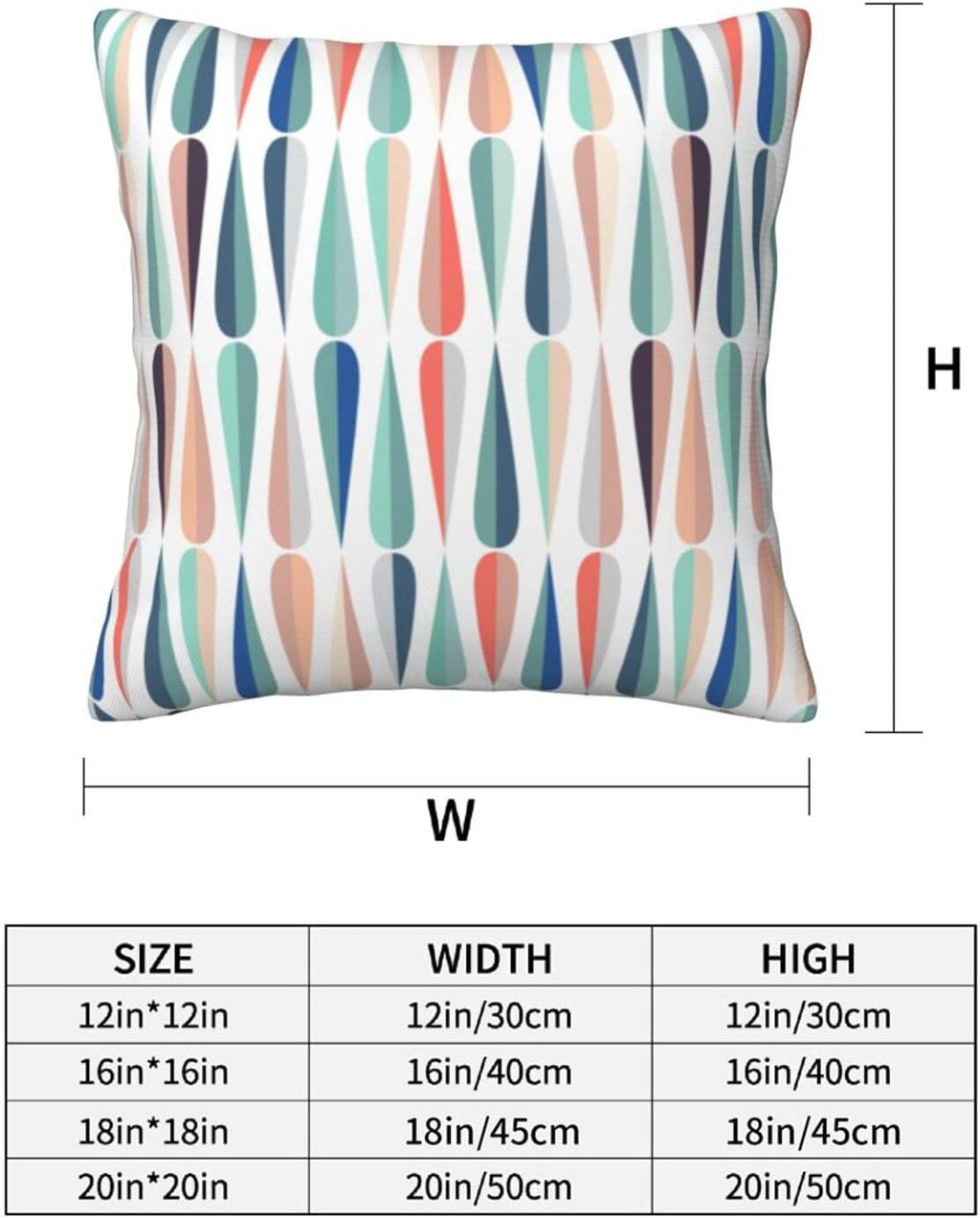 bassyil Mid Century Retro Drop Throw Pillow Covers Decorative Linen Pillow Cases Set of 2 Square Cushion Cover for Couch Sofa Bedroom Patio 18x18 Inch