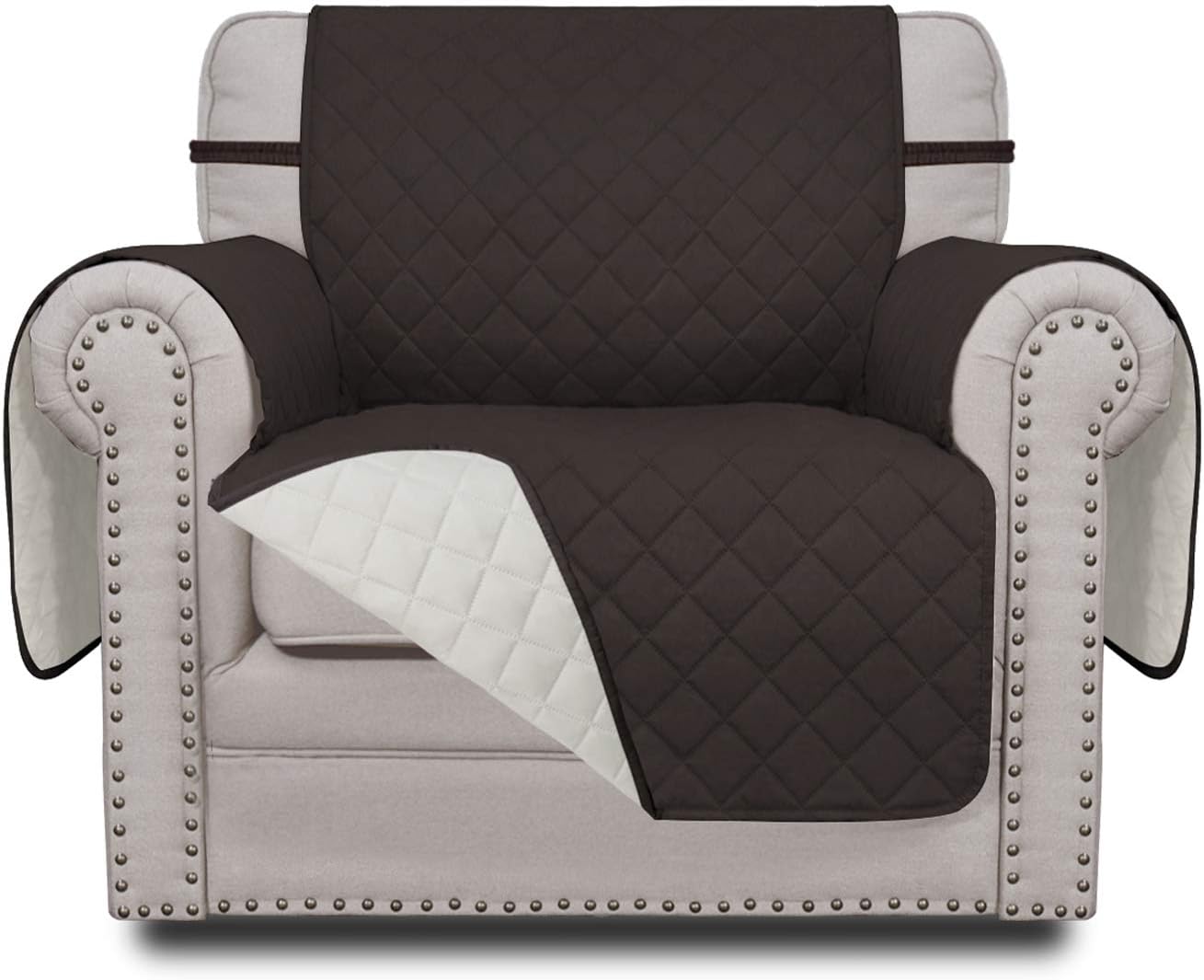 Easy-Going Chair Sofa Slipcover Reversible Sofa Cover Water Resistant Couch Cover Furniture Protector Cover with Elastic Straps for Pets Kids Children Dog Cat (Chair, Chocolate/Ivory)