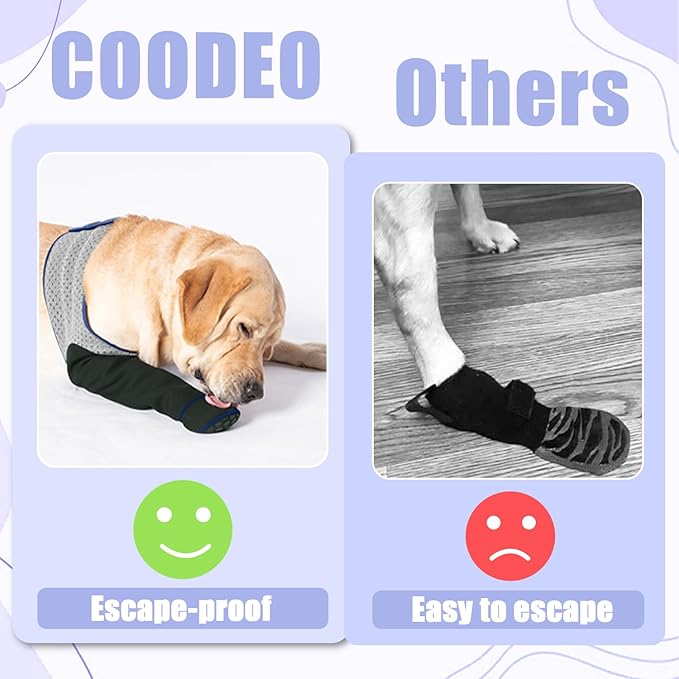 COODEO Dog Socks to Prevent Licking Paws, Healing Boots & Paw Protectors with Non-Slip Bottoms for Wound Protection, Waterproof Sleeve Shoes for Licking（Grey，3XL_Right