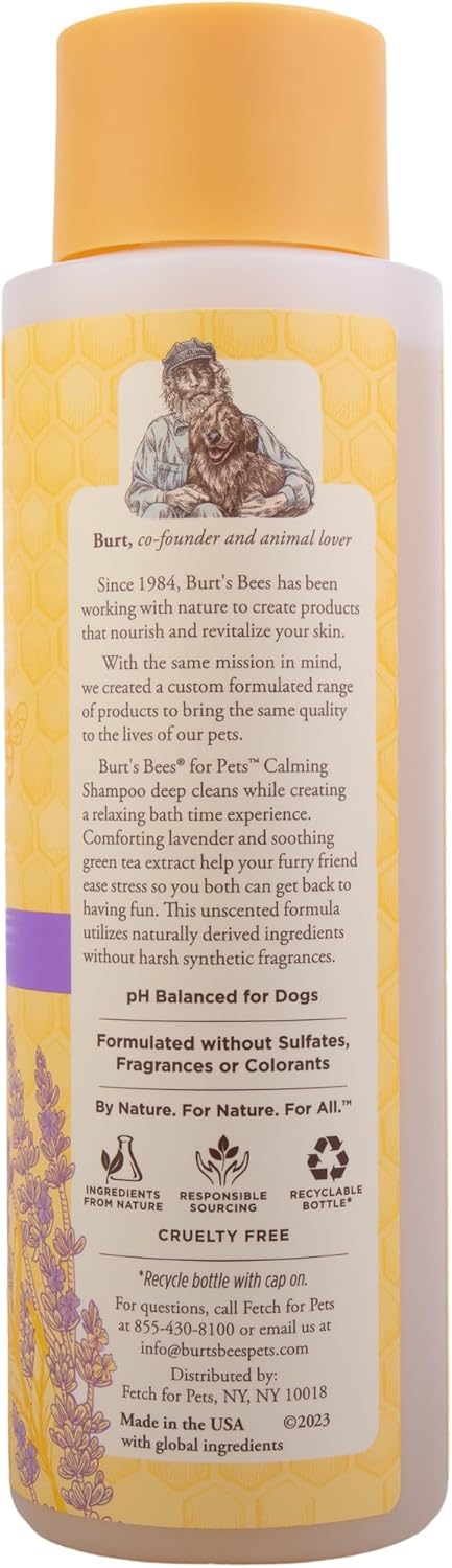 Burt's Bees for Pets Calming Dog Shampoo with Lavender and Green Tea, 6pk, 95% Natural Origin Formulas, Calming Lavender Dog Shampoo - Gentle Dog Shampoo, Best Dog Shampoo, Lavender, 6pk 16 oz