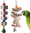 PINVNBY 2 Pack Parrot Toys Chewing Bird Toy Cuttlebone Beak Grinding Stone Cage Hanging Toys with Bell for African Greys Amazon Conure Eclectus Budgies Parakeet Cockatiel Hamster Chinchilla