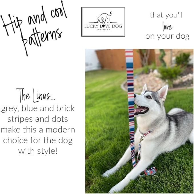 Lucky Love Dog - Adjustable Dog Collar and Leash Set with Easy Click Buckle for Small to Large Dogs, Durable, & Comfortable Collar for Male & Female Dogs, Puppies & Adult Ones - Linus Combo, Small