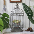Rustic Vintage Birdcage Planter Holder Farmhouse Distressed Decorative Metal Round Plants Stand with Latch Lock Closure and Hanging Hook for Table Garden Patio Home Indoor Outdoor Centerpiece Decor