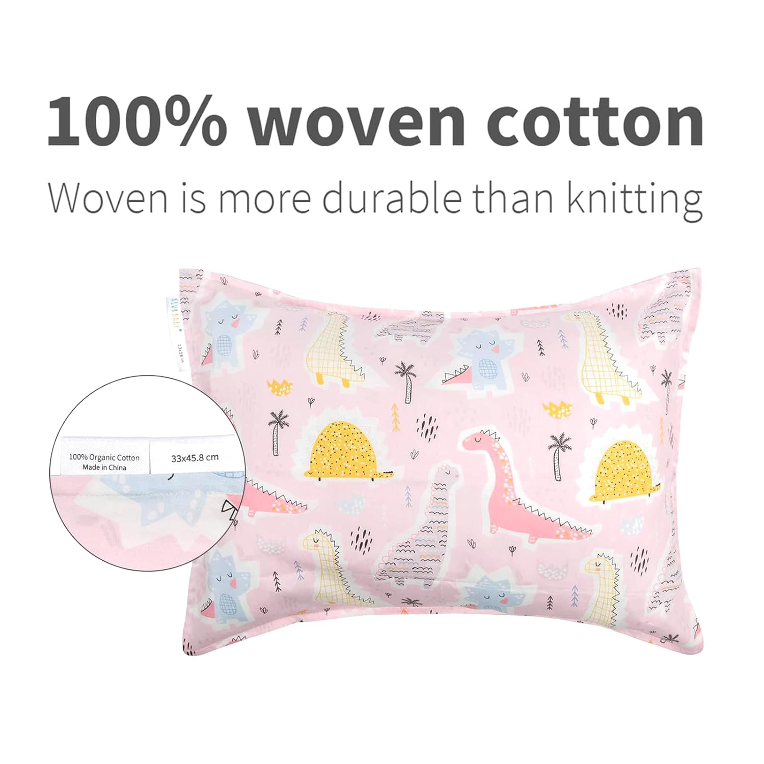 ALVABABY Toddler Pillowcases Fits 13 x 18,12x 16 Kids Cotton Baby 2 Packs Envelope Kids Pillowcases for Boy Girl Sleeping Travel 2TPW28