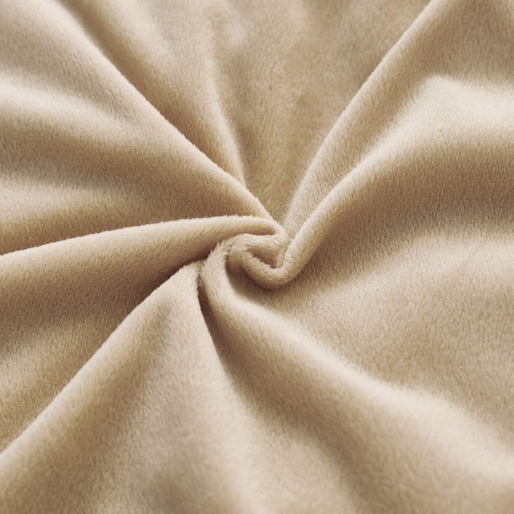 Uhamho Set of 2 Standard Pillowcases Faux Fur Throw Pillow Covers Queen Size Shams Soft Velvet Decorative Zipper Closure (Camel, 20"x26")