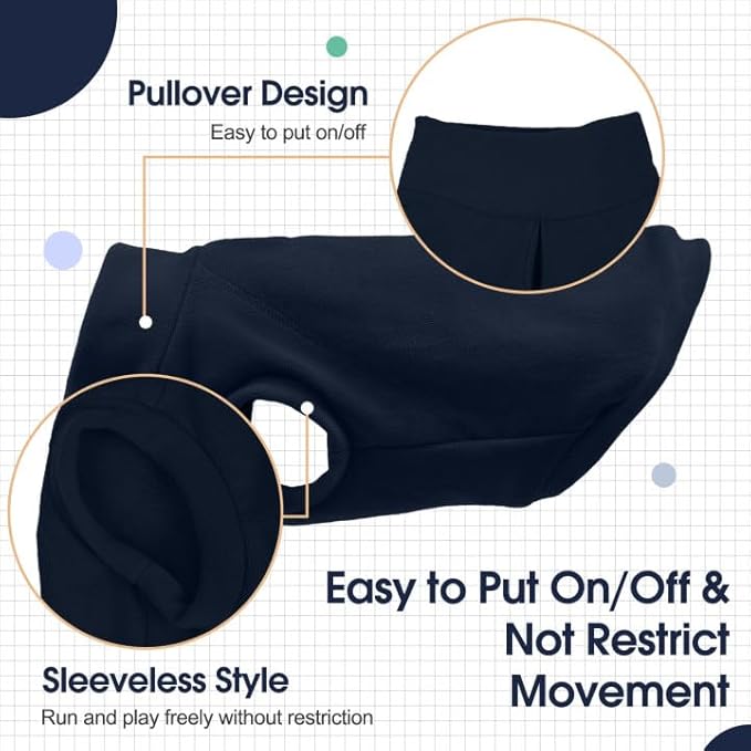 IECOii 2 Pack Dog Sweater Boy Girl - Soft, Dachshund Stretchy Fleece Sweaters with Leash Hole for Fall & Winter, Medium Dogs Coats Ideal for Home, Trips, and Walks (Size L, Blue & Red)