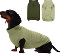 ‌IECOii 2 Pack Dog Sweaters for Dachshunds Boy Girl - Stretchy & Cozy & Thermal, Winter & Fall Dogs Fleece Sweater, Soft Pet Coats for Indoor & Outdoor(Size L, Light Green & Army Green)