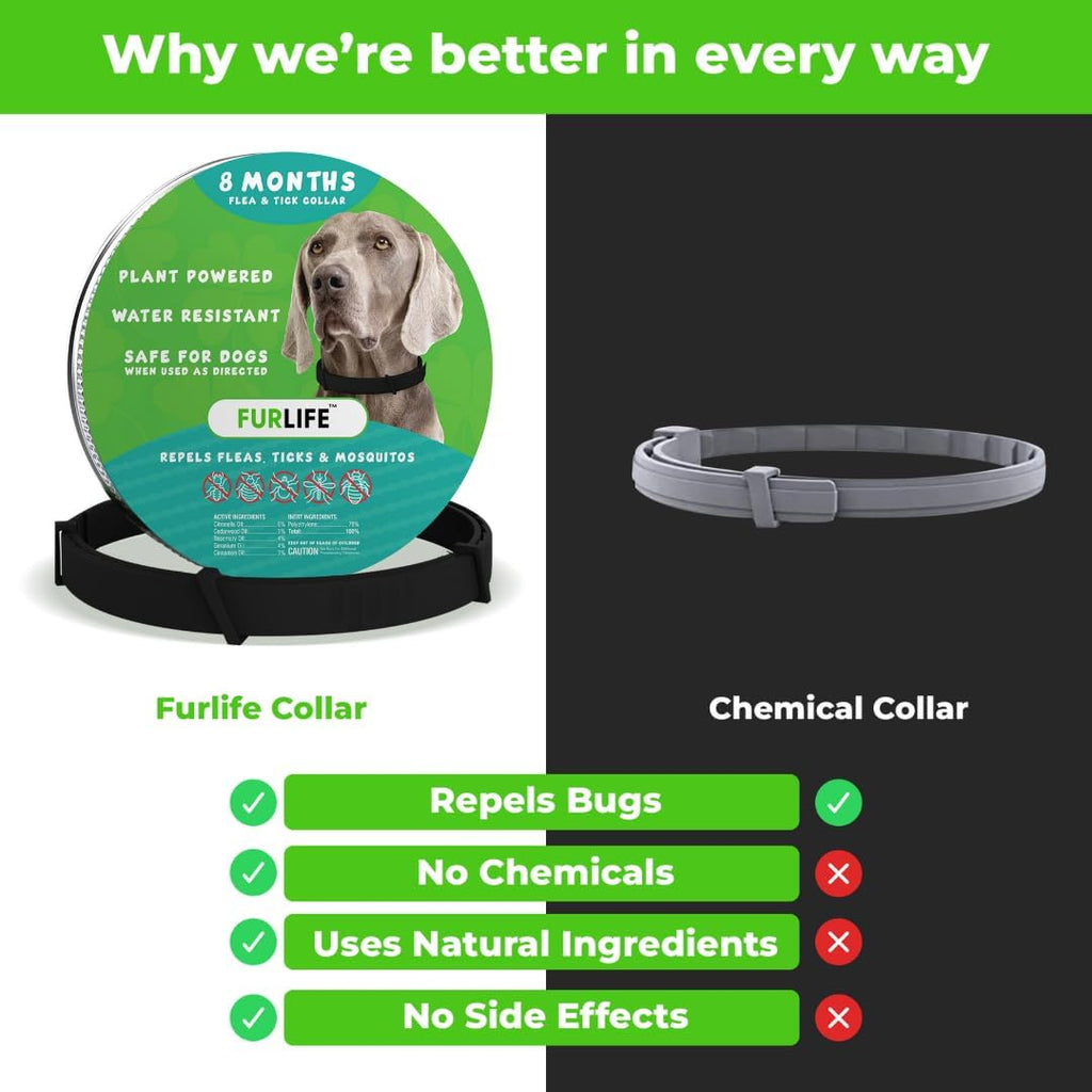 FurLife Flea and Tick Collar for Dogs – Waterproof Black Dog Collar, Pet Supplies for Tick and Flea Prevention for Dogs, Safe for All Breeds
