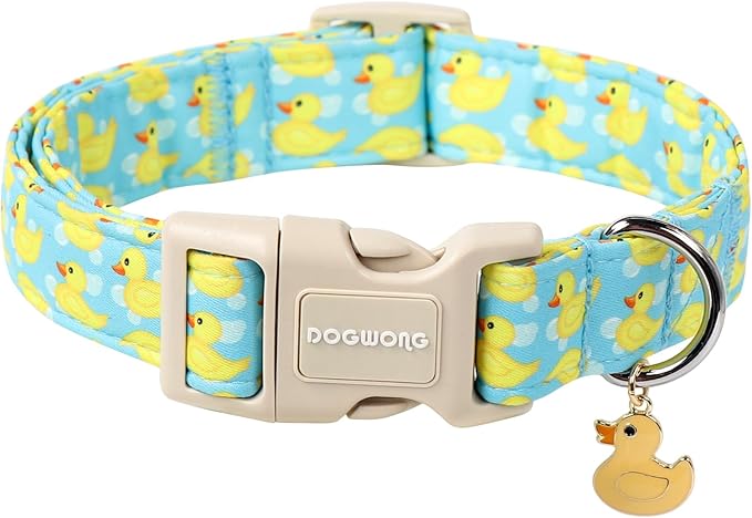 DOGWONG Duck Cotton Dog Collar, Summer Cute Dog Collar Durable Soft Beachy Pet Dog Collars Puppy Necklace for Small Medium Large Dogs