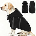 ASENKU Cozy Dog Hoodie，Soft Sweater with Adjustable Hood, Back Pocket and Leash Access Hole，Warm Reflective Sweatshirt for Cold Weather（Black，2XL
