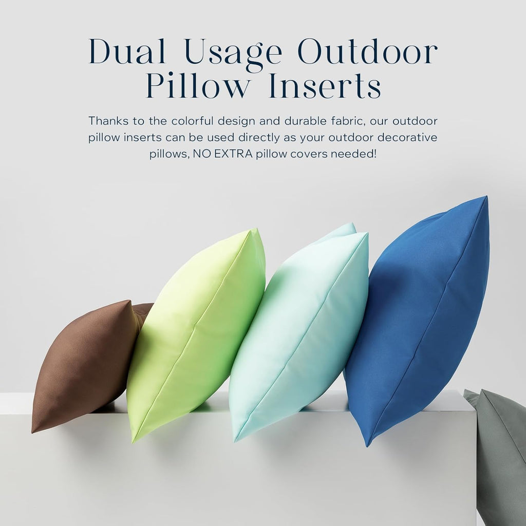 Phantoscope Pack of 2 Premium Dual Usage Outdoor Pillow Inserts, Waterproof Throw Pillows No Cover Needed, Colorful Decorative Couch Sham Cushion Stuffer Patio Couch Tent, Blue 12 x 20 Inches