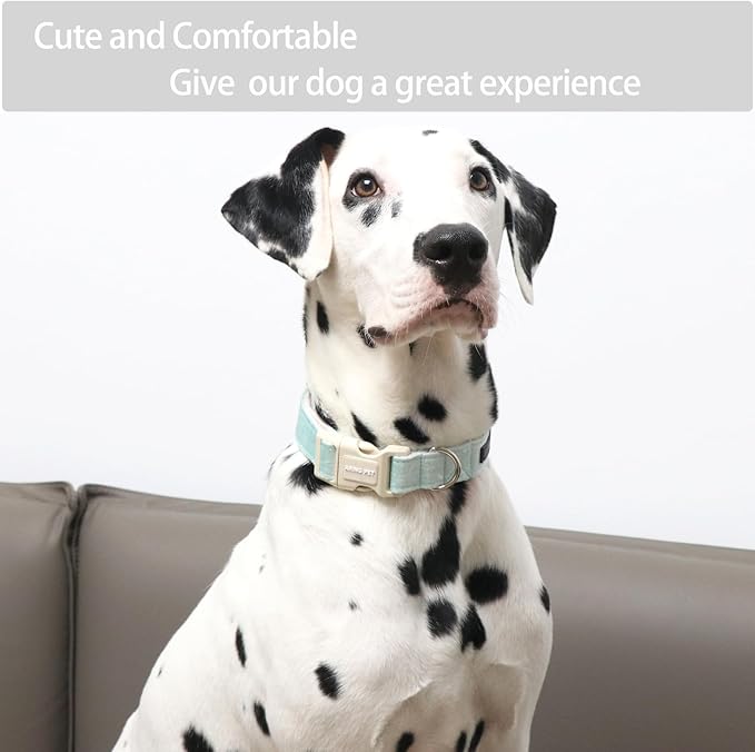 ARING PET Dog Collar-Cotton Puppy Collar for Small Dogs, Lightweight Comfortable Green Pet Collars with Quick Release Buckle for Small Medium Large Dog
