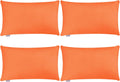 Thmyo 4-Pack 100% Cotton Lumbar Comfortable Solid Decorative Throw Pillow Case Rectangle Cushion Cover Sublimation Blank Pillow Covers Halloween DIY Throw Pillowcase(12x20inch/30x50cm,Orange)