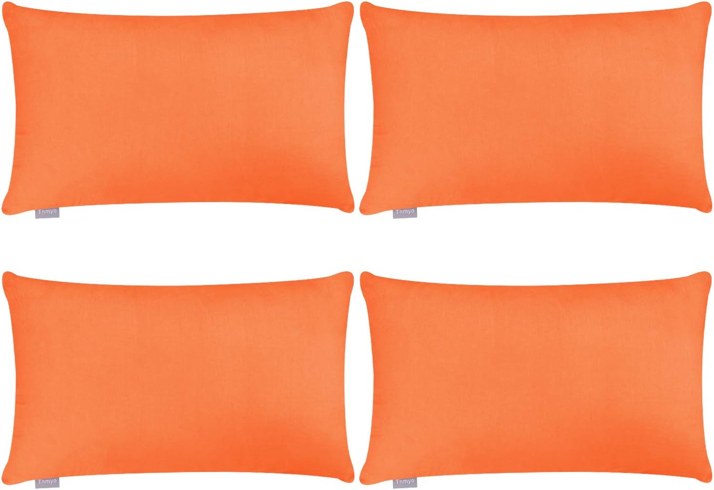 Thmyo 4-Pack 100% Cotton Lumbar Comfortable Solid Decorative Throw Pillow Case Rectangle Cushion Cover Sublimation Blank Pillow Covers Halloween DIY Throw Pillowcase(12x20inch/30x50cm,Orange)
