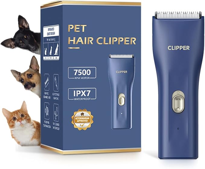 Dog Grooming Kit Clipper for Thick Coat Low Noise Cordless Cat Hair Trimmer Rechargeable Shaver Pet Grooming Tools for Small and Large Animals