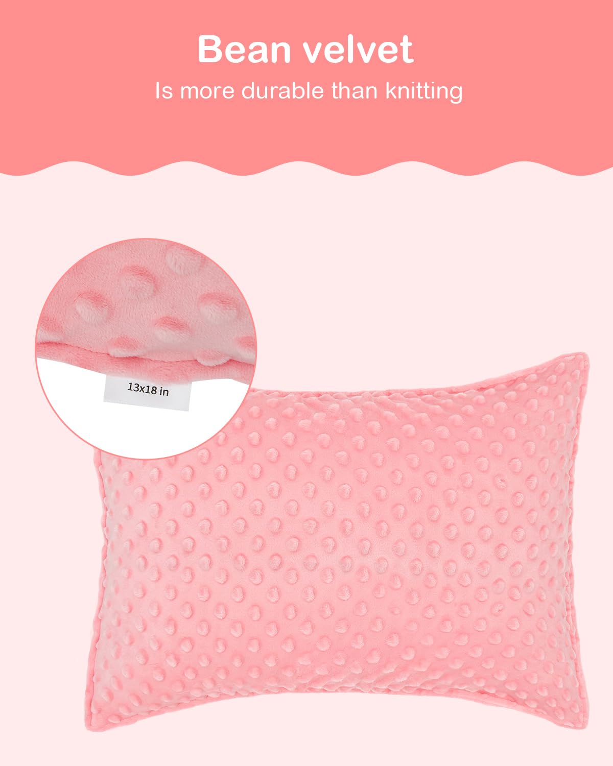 ALVABABY Toddler Pillowcase Kids Pillow Cover Bean Velvet Soft Warm 2 Pack Fit 13"x 18" or 12"x16" Envelope for Girl Boy Sleepy Travel Pink 2TPD01A
