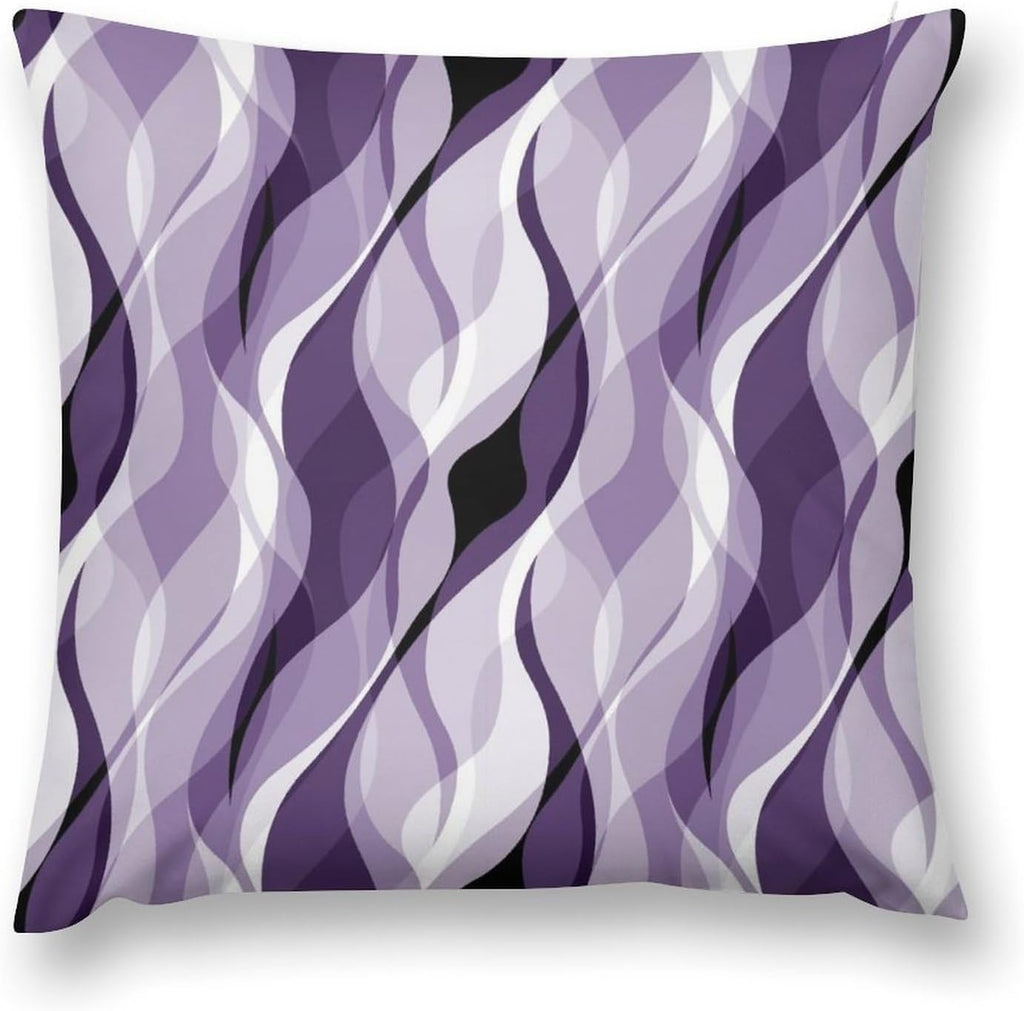 Purple Throw Pillow Covers Modern Abstract Purple and Grey Striped Decorations for Bedroom Living Room Farmhouse Sofa Pillows Bed Couch 22x22 Inch