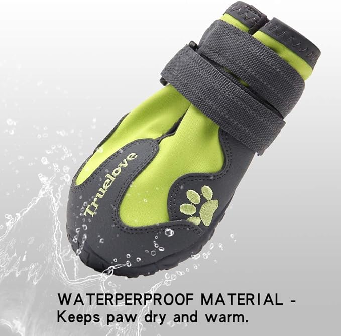 Truelove Dog Boots,Waterproof Pet Shoes with Reflective Straps for Paw Protectors Small Medium Large Dog Summer Winter Snow Outdoor Walking