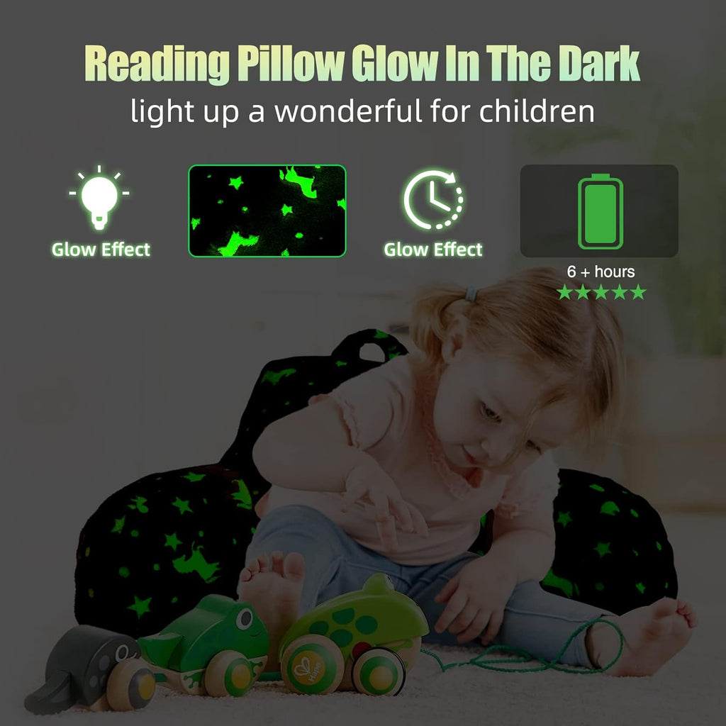 Meeting Story Colorful Gradient Rainbow Star Unicorn Luminous Reading Pillows Glow in The Dark with Arms Back Pillow for Bed, Bed Rest Pillow for Adults Teens, Kids, (Yellow-Pink)