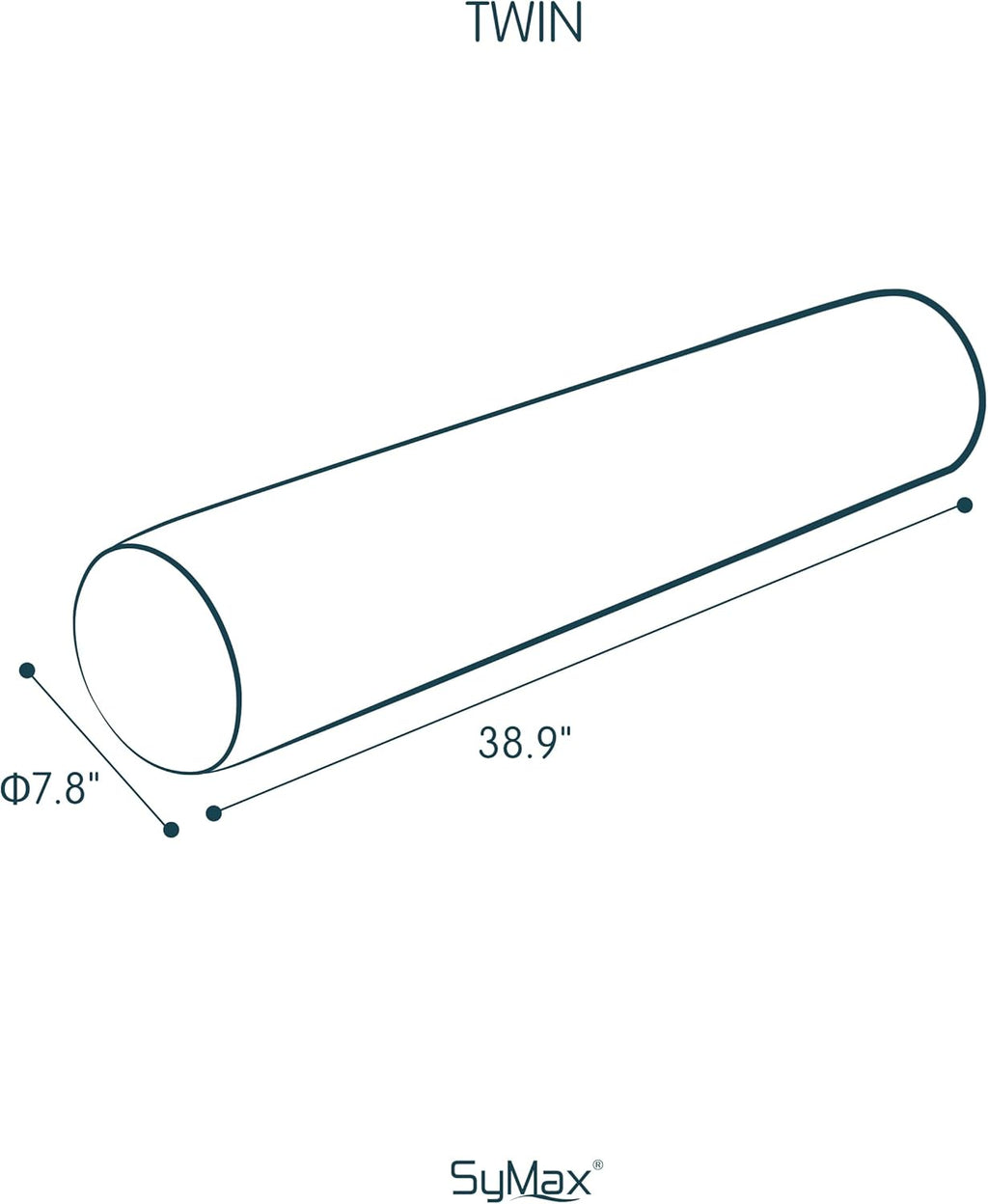 SyMax 7.8"x38" Body Pillow for Twin Bed, Memory Foam Bolster w/Removable Velvet Cover, Headboard Gap Filler Pillow, White