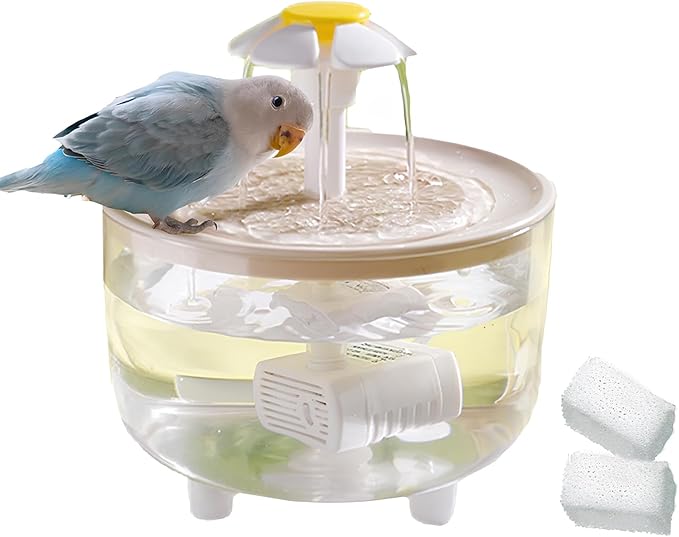 Bird Bath for Parakeets, Automatic Bath for Birds with 2 Leach Sponges, Parrot Automatic Bathing Box Bird Bath Fountains Indoor, Circulating Water Parrot Shower Bathtub for Budgie, Canary, Conure