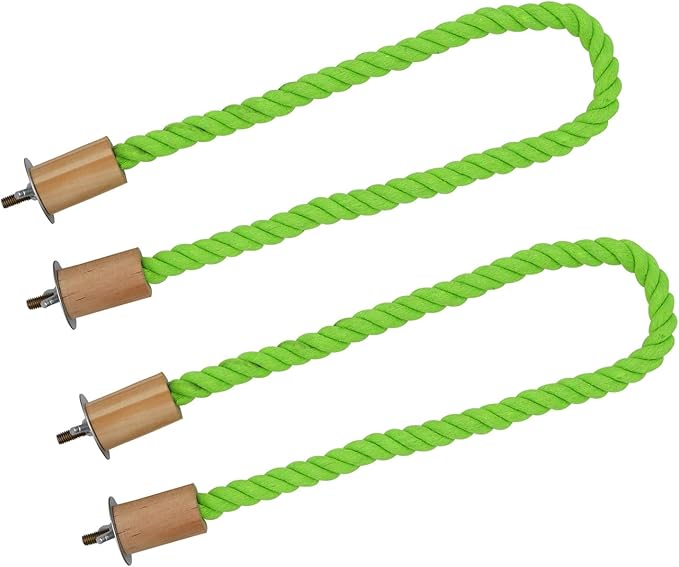 2 Pack Bird Hemp Rope Perch Swing, Bird Cage Stand Pole Accessories, Paw Grinding Standing Climbing Perch for Parrot, Parakeet, Budgies, Lovebirds(23.62"/60 cm)