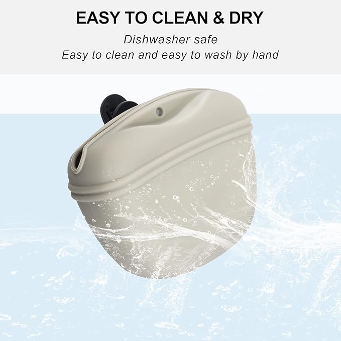 Left&Right Dog Clicker Training Kit,Silicone Dog Training Treat Pouch and Dog Clickers,Dog Treat Bag with Clicker Training for Dogs,Pet Treat Bag with Magnetic Buckle Closing and Waist Clip,Beige