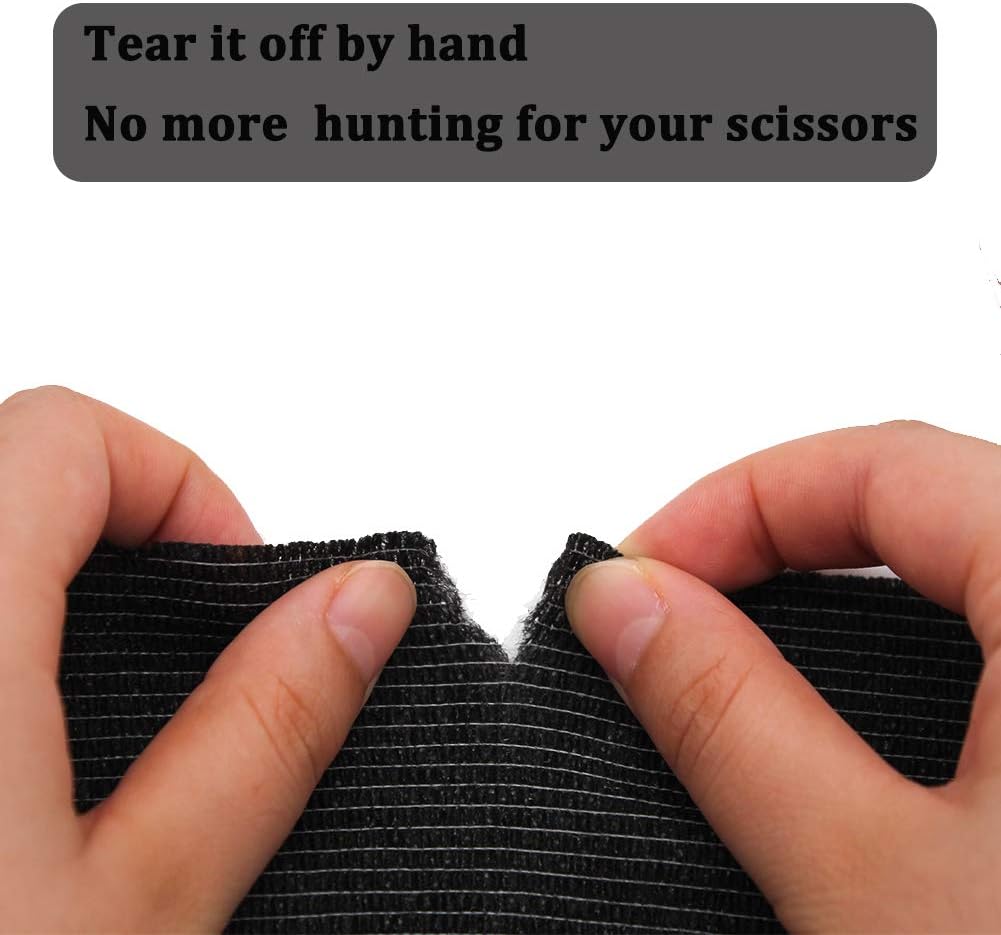 12 Rolls Elastic Self Adhesive Bandage Wrap 3 Inch, Breathable Non Woven Cohesive Bandage, Vet Wrap for Dogs, Ankle Sprains Swelling Medical First Aid Tape, Sports Athletic Tape Black