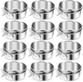 12 Pcs Stainless Steel Bird Food Bowls, 10 oz Bird Water Bowls with Clamp Holders, Parrot Cage Coop Feeders for Cockatiel Conure Budgie Parakeet Macaw (12PC-10oz Stainless Steel Bowl)