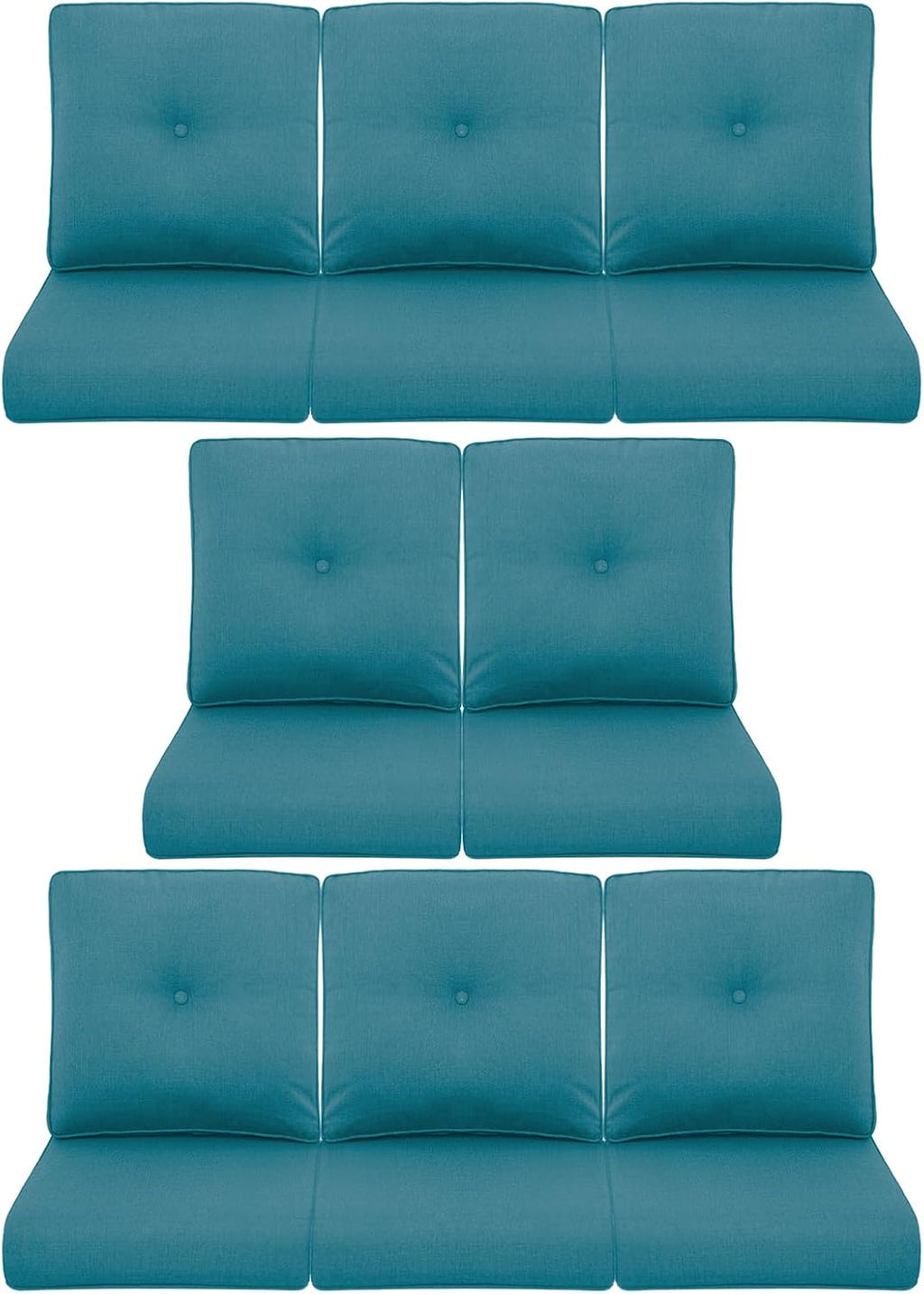 8-Piece Outdoor Patio Cushion Set - Fade & Water Resistant with Removable Olefin Cover, 22x24x4 Inch Memory Foam Cushions for Wicker Sectional Sofa – Peacock Green/Buckle