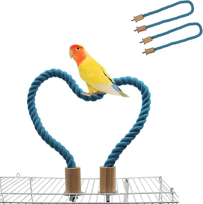 2 Pack Bird Rope Perch and Swing, Bird Cage Stand Pole Accessories, Climbing Toy for Parrot, Parakeet, Budgie, Cockatiel, Lovebird (23.62"/60 cm)