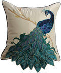 vctops Embroidered Peacock Decorative Throw Pillow Case Silky Satin Cushion Cover Peacock 2 18"X18"