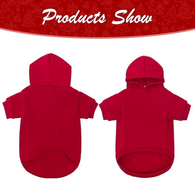 KOOLTAIL Basic Dog Hoodie - Soft and Warm Dog Hoodie Sweater with Leash Hole and Pocket, Dog Winter Coat, Cold Weather Clothes Sweatshirt for Small Medium Large Dogs Puppy Cat Boys Girls Red L