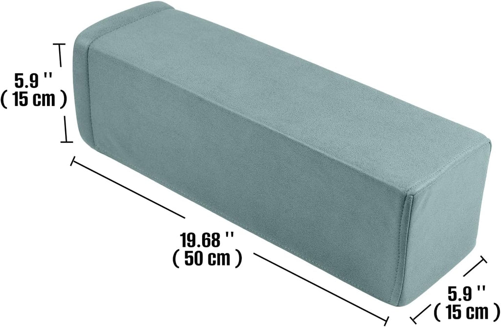 2 Pack Couch Arm Rest Pillow, 6''x6''x20'' Faux Leather Waterproof Cover, High Density Foam Armrest Cushion, Removable & Washable Elbow Support for Sofa, Bed, and Armchair (Blue)