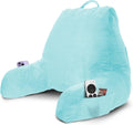 Nestl Reading Pillow with Shredded Memory Foam, Designed for Sitting Up in Bed and Couch, Back and Arms Adjustable Support for Adult & Teens Backrest Pillows for Reading with Washable Cover Light Blue