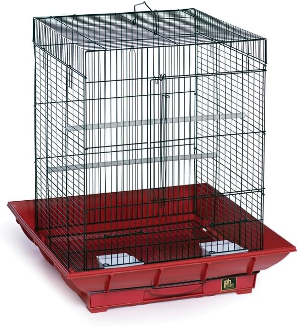 Mountain Majesty Clean Life Bird Cage with Spacious Interior, Durable Build, Easy-to-Clean Features, and Secure Design for Birds' Comfort Red