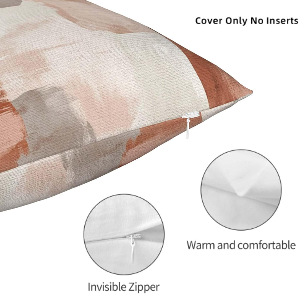 Throw Pillow Covers 18x18 Set of 2, Soft Colors Cushion Covers, Decorative Square Pillowcases for Couch, Bedroom, Living Room