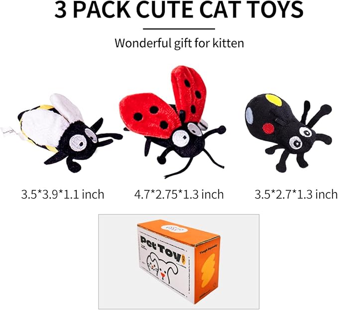 Cat Toys for Indoor Cats Satisfy Cat's Natural Hunting Instinction Catnip Soft Interactive Chirp Toys for All Breeds Indoor Cats， 3pcs （3 Pack）