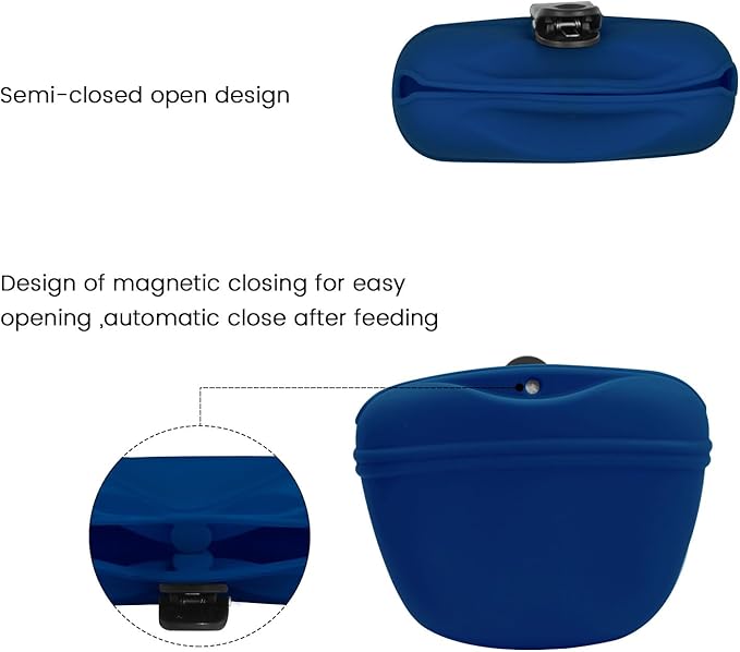 AUDWUD Silicone Dog Treat Pouch,Clip on Portable Training Container,Convenient Magnetic Buckle Closing and Waist Clip,No BPA